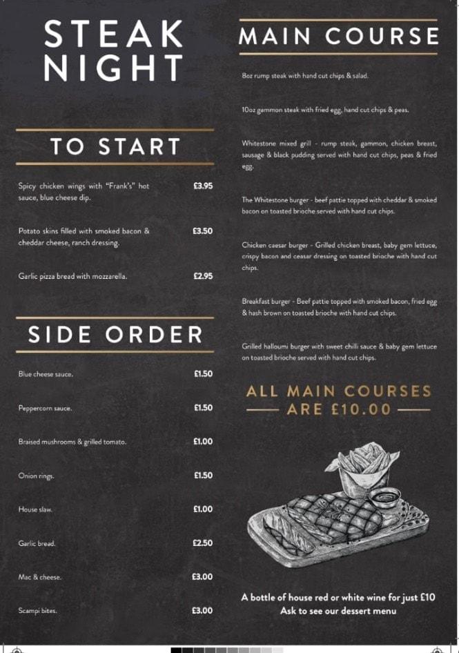 Menu at The Whitestone pub & bar, Nuneaton