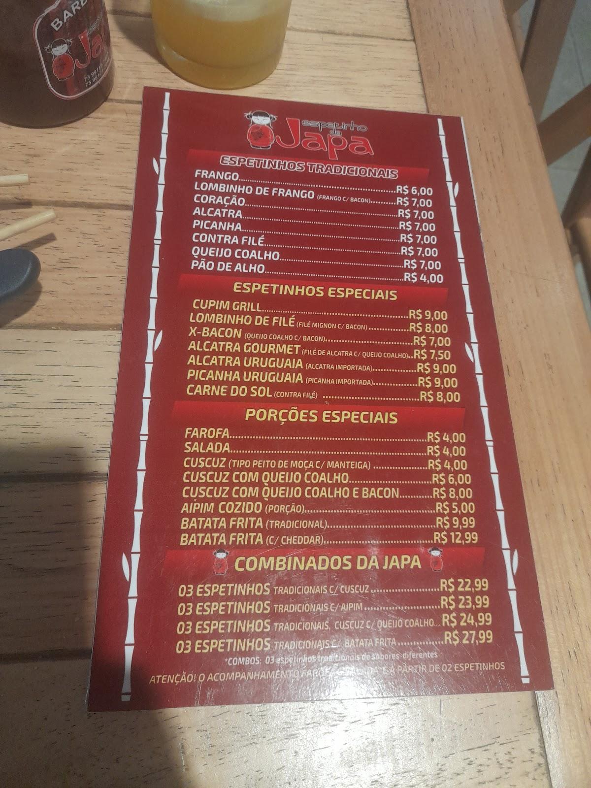 O cardápio