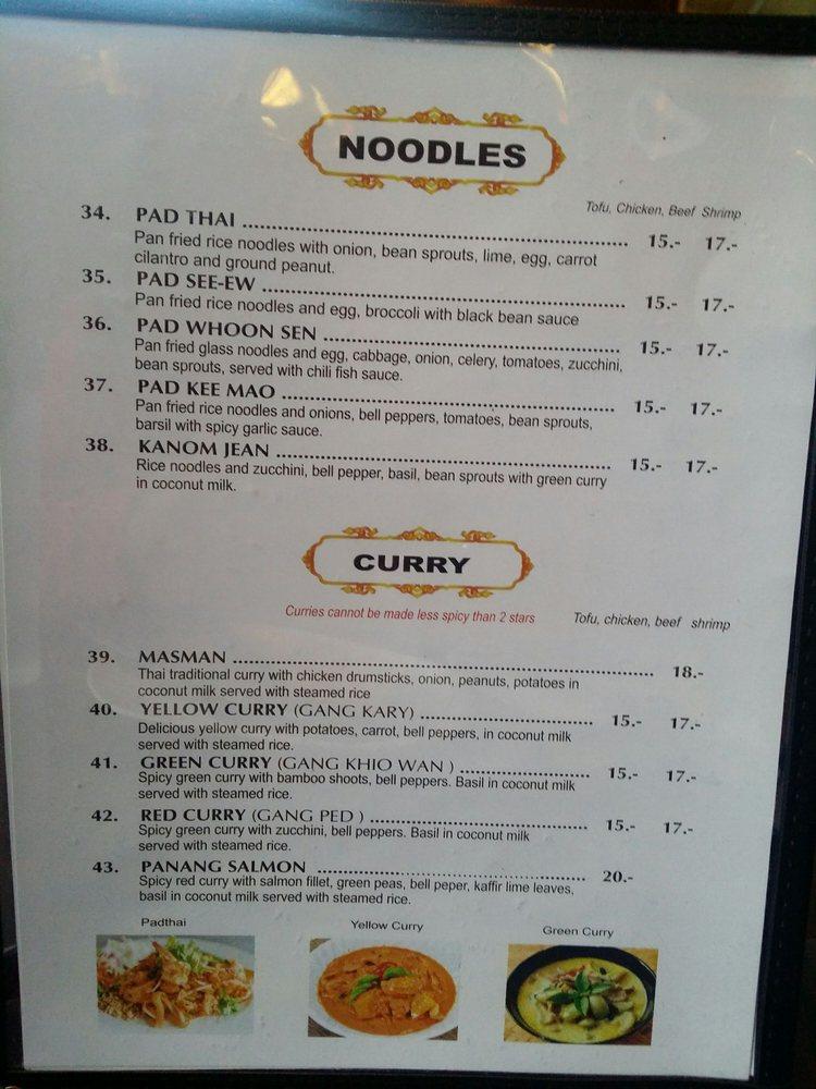 Menu at Thai Plate restaurant, Jackson, 145 Glenwood St
