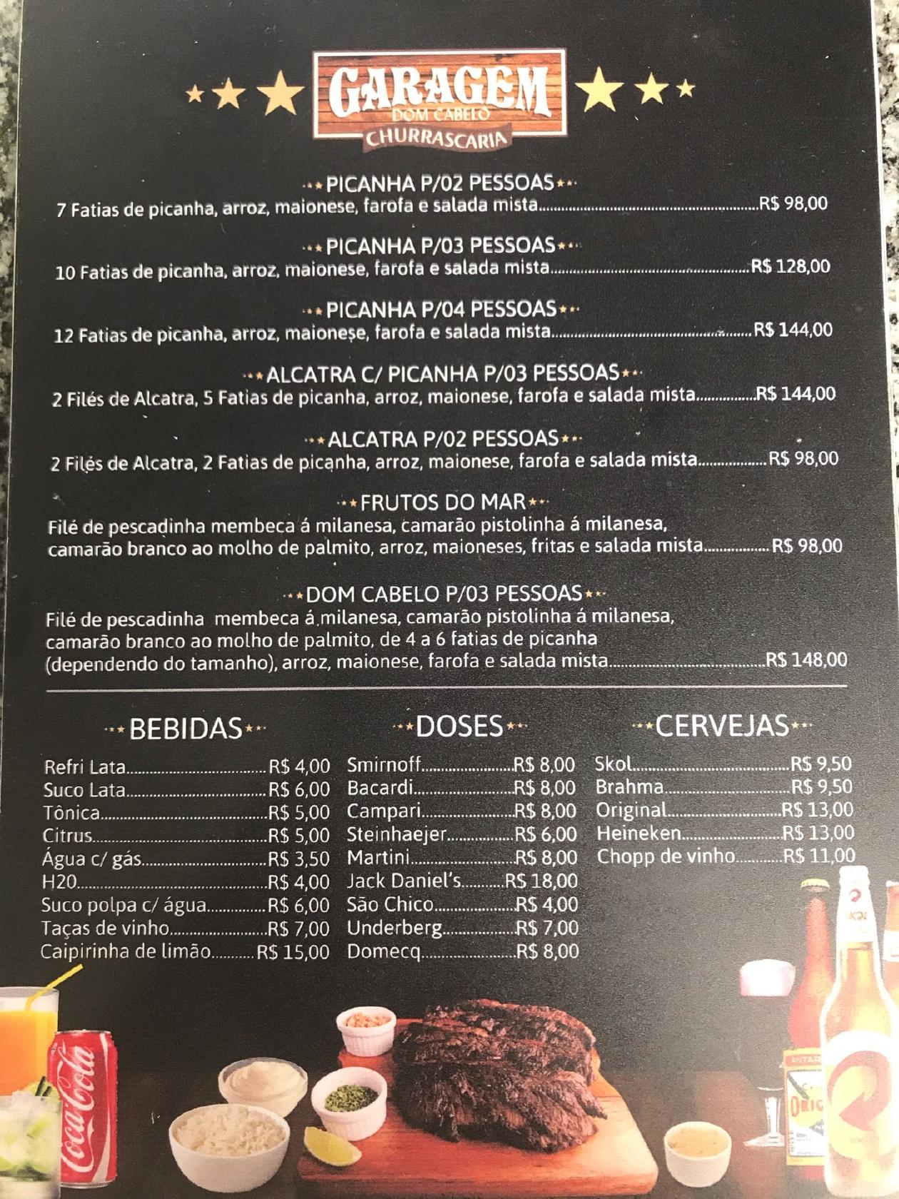 Menu Em Garagem Dom Cabelo Restaurante Paranagu