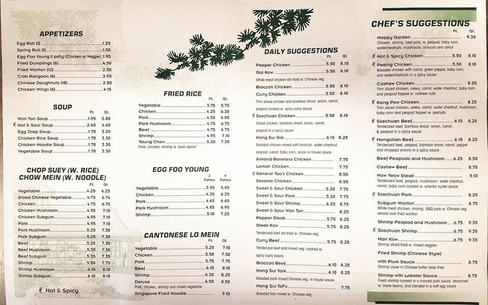 Menu at Happy Garden Restaurant, Redford Charter Township, W 6 Mile Rd