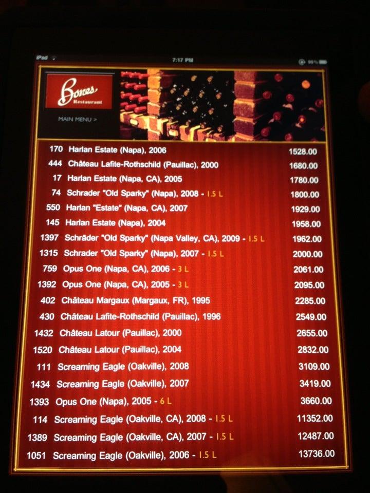 Menu At Bones Restaurant Atlanta 8192