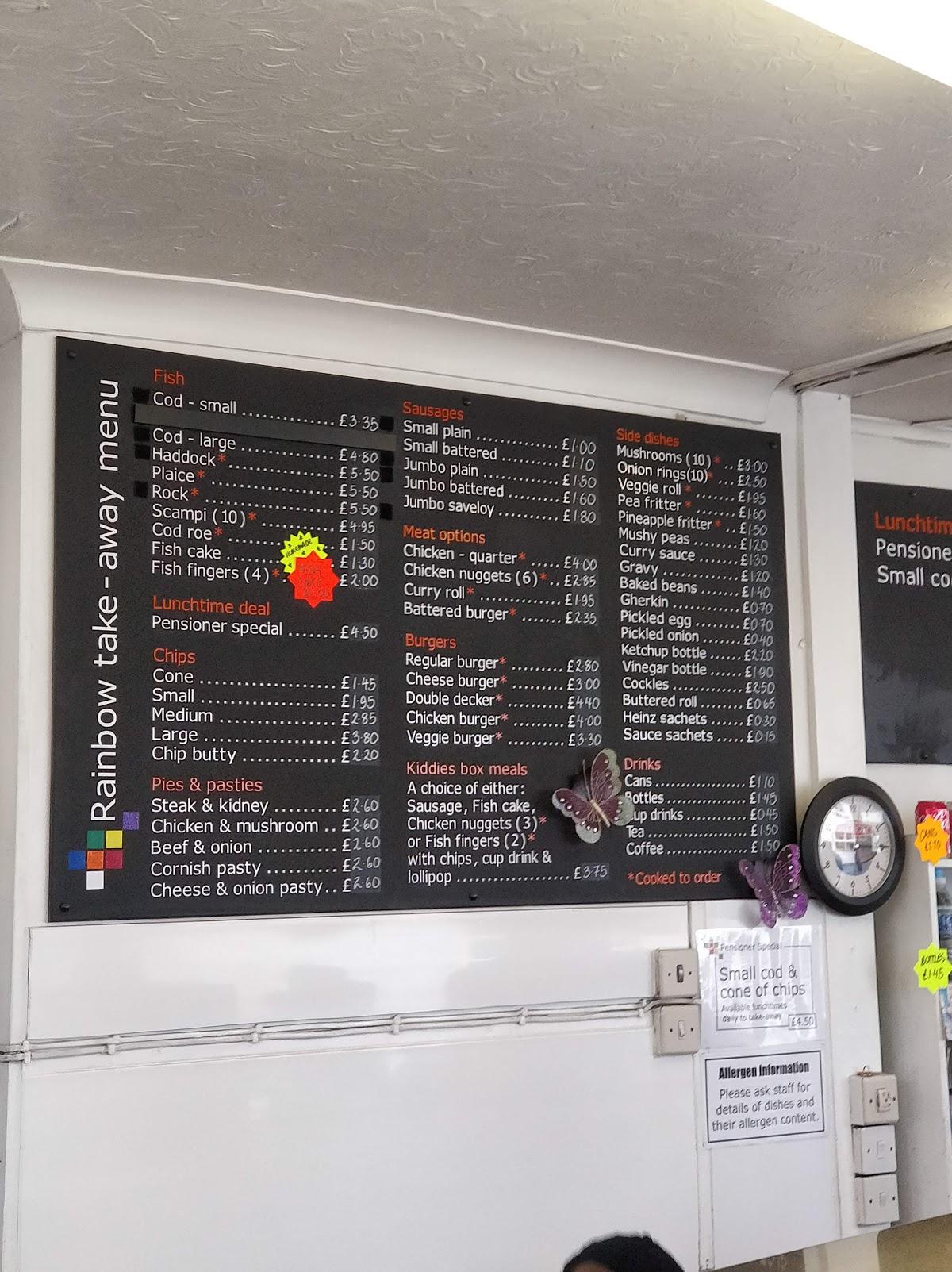 Menu at Rainbow Fish Bar, Freshwater