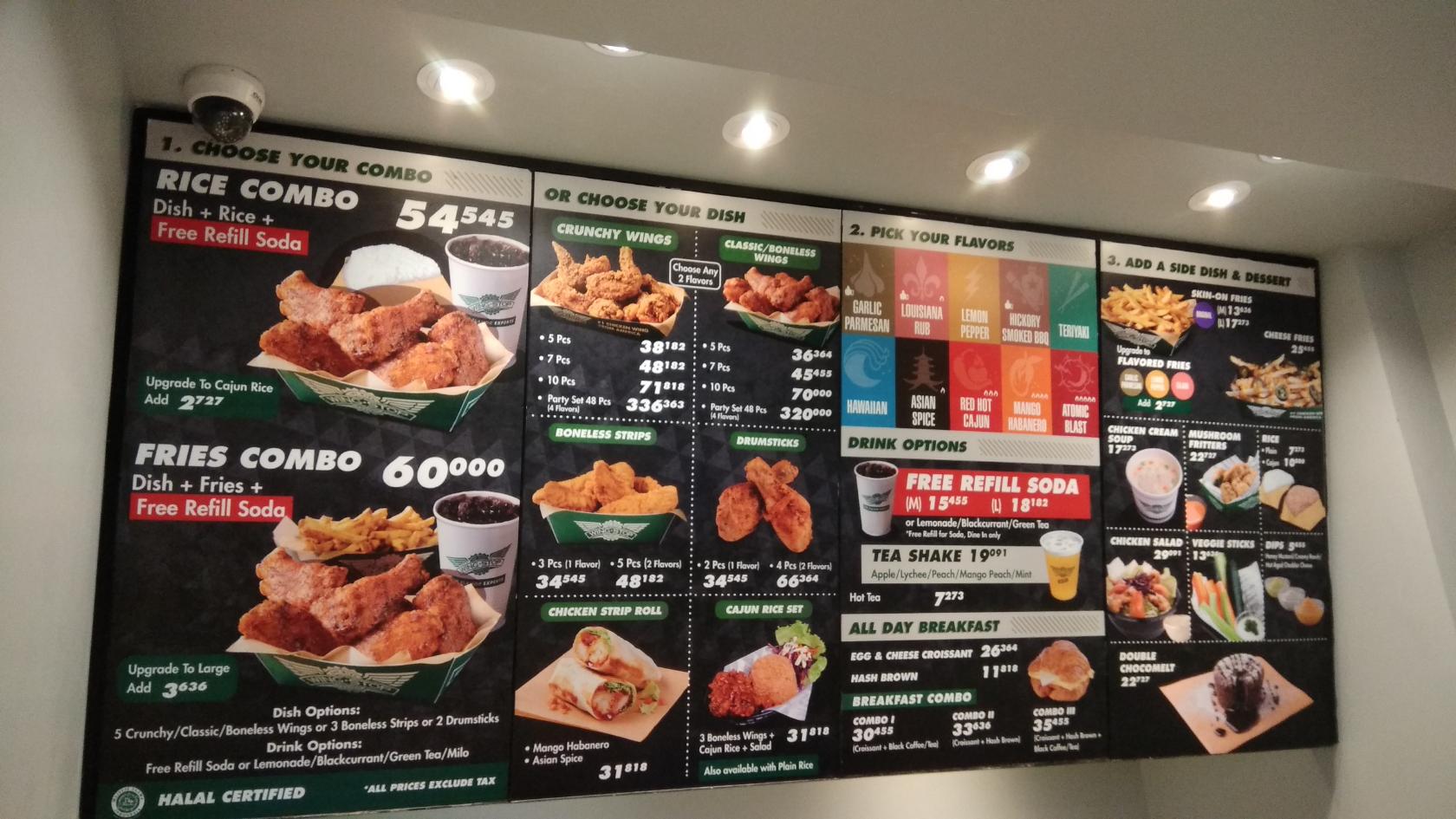 Menu at Wingstop Plaza Senayan restaurant, Central Jakarta, Jakarta Pusat