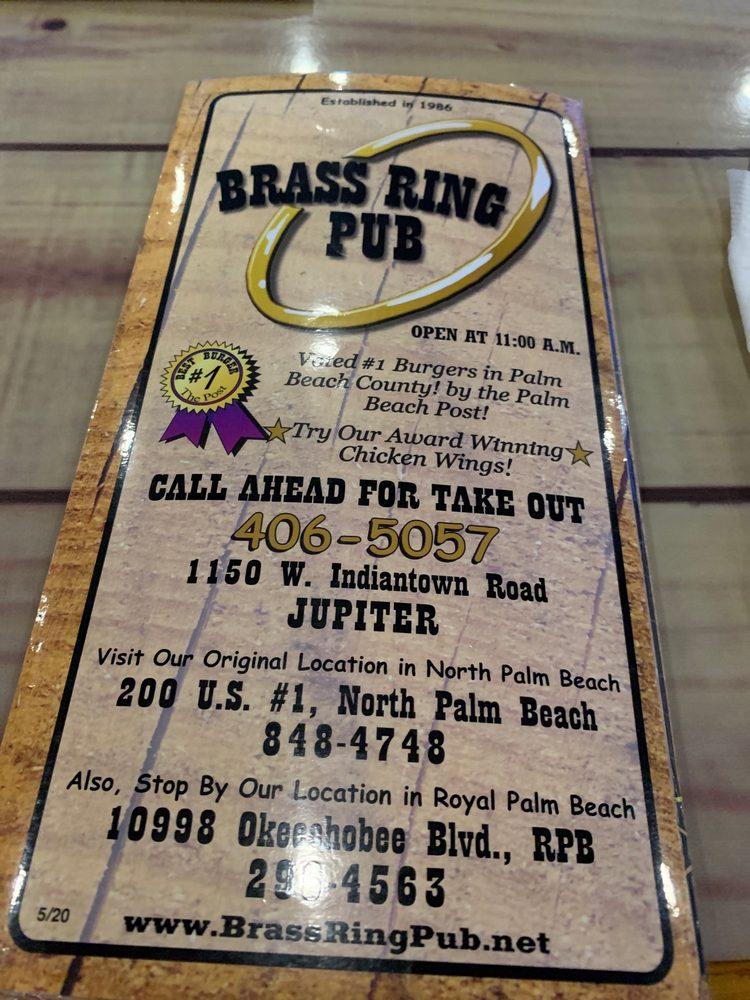 Menu at Brass Ring Pub, Jupiter