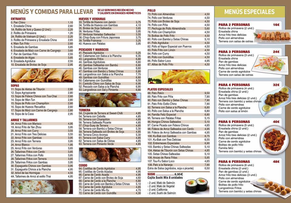 Menu at Mei Lan Restaurante, El Puig de Santa Maria