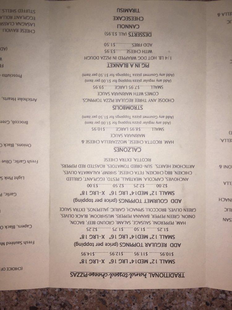 Menu at Sal's Pizzeria & Pasta House, Sarasota, Gateway Ave