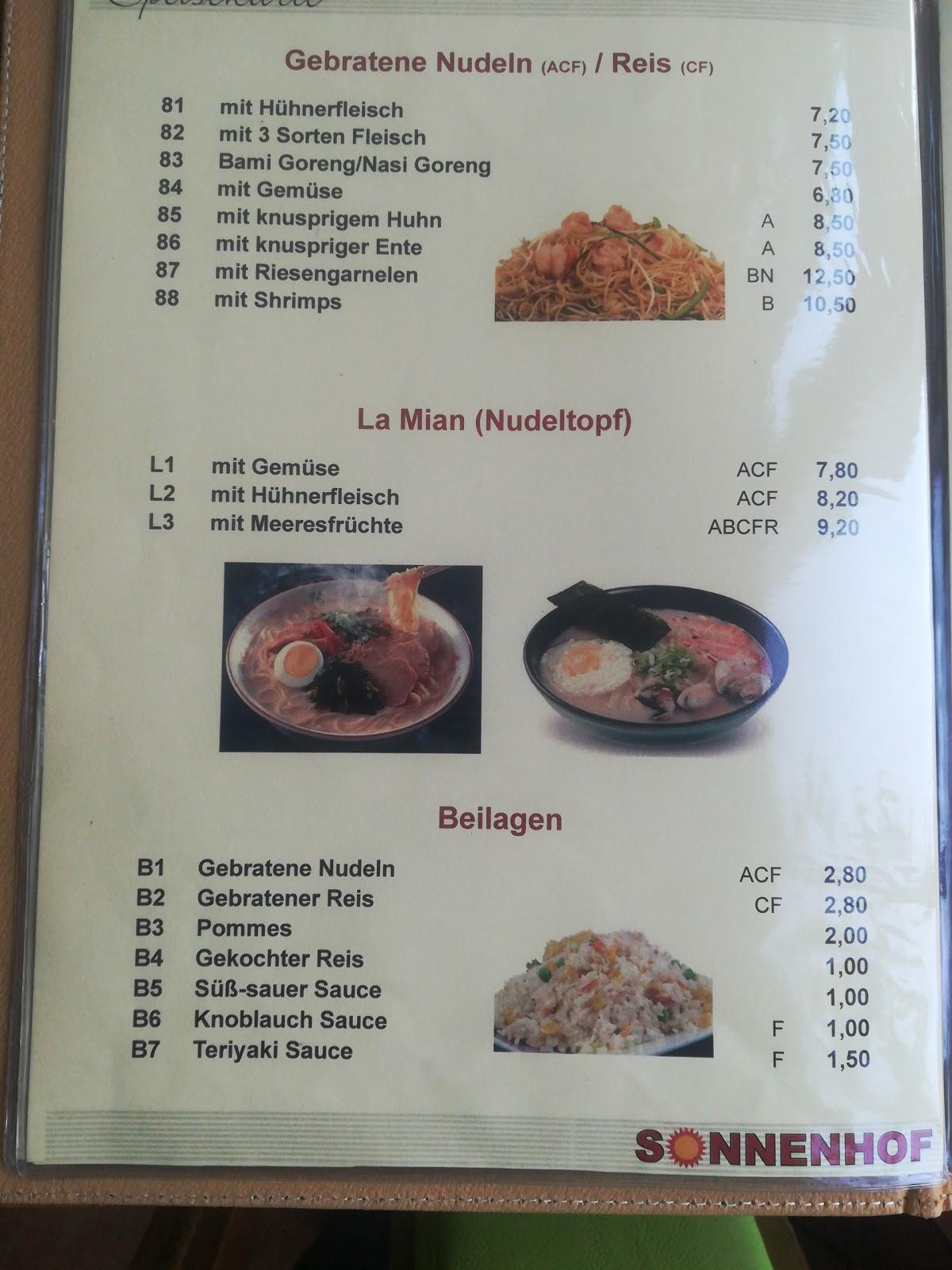 Speisekarte Von Sonnenhof Asia Restaurant Waidhofen An Der Ybbs