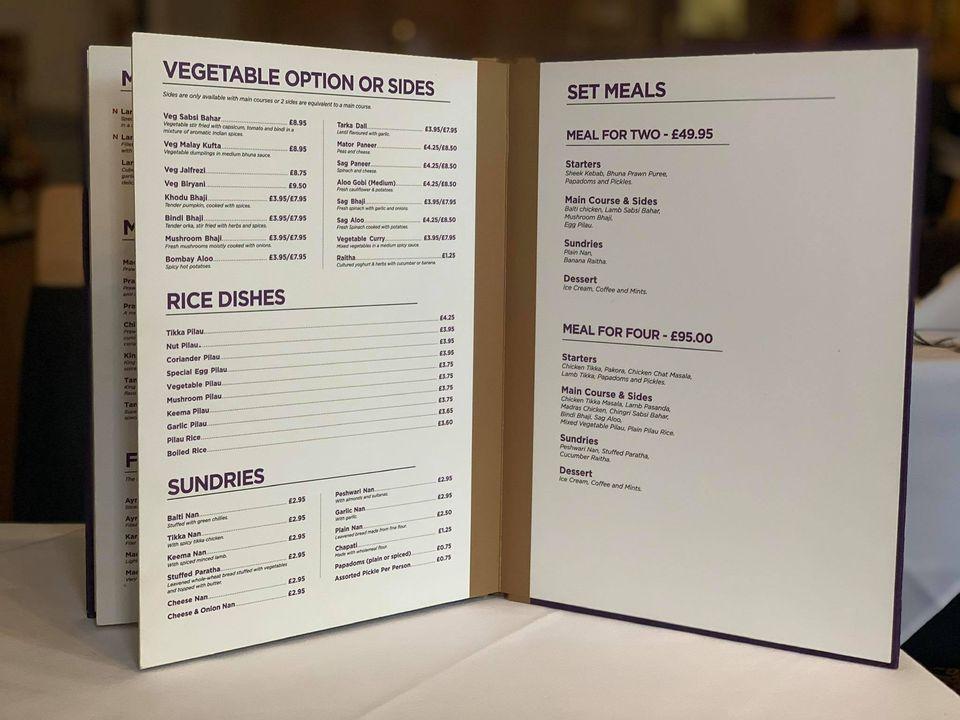 Menu at The Capital restaurant, Durham