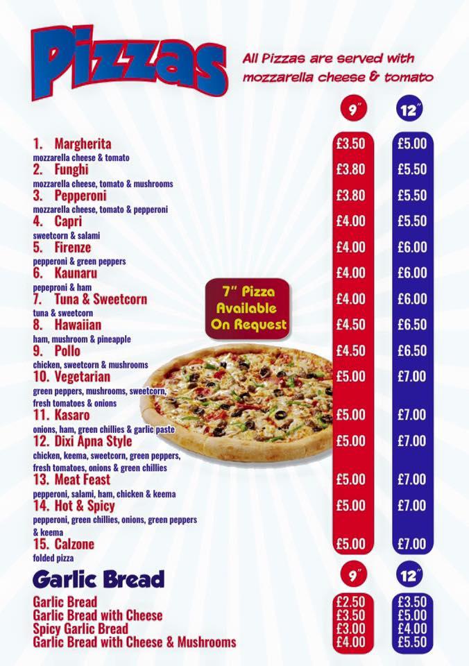 Menu at Dixi World restaurant, Accrington