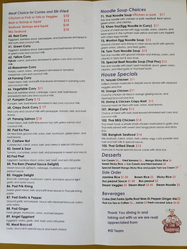 Menu at Imm Dee Thai pub & bar, Gresham