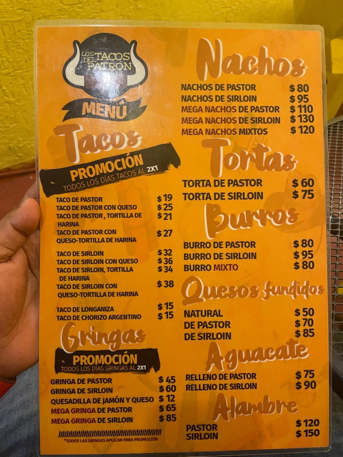Carta del restaurante Los Tacos del Patrón Suc. Montejo, Merida