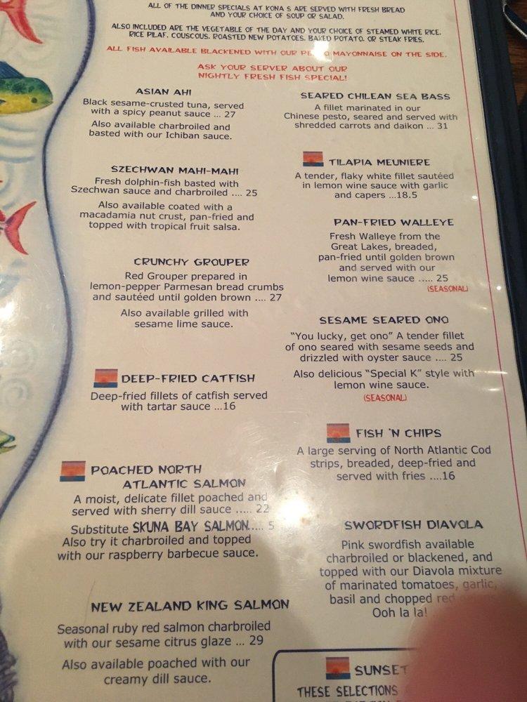 Menu at Kona Jack's Restaurant, Fish Market & Sushi Bar, Indianapolis