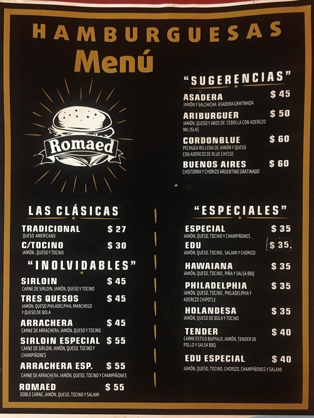 Menu At Hamburguesas Romaed Restaurant Merida 7120