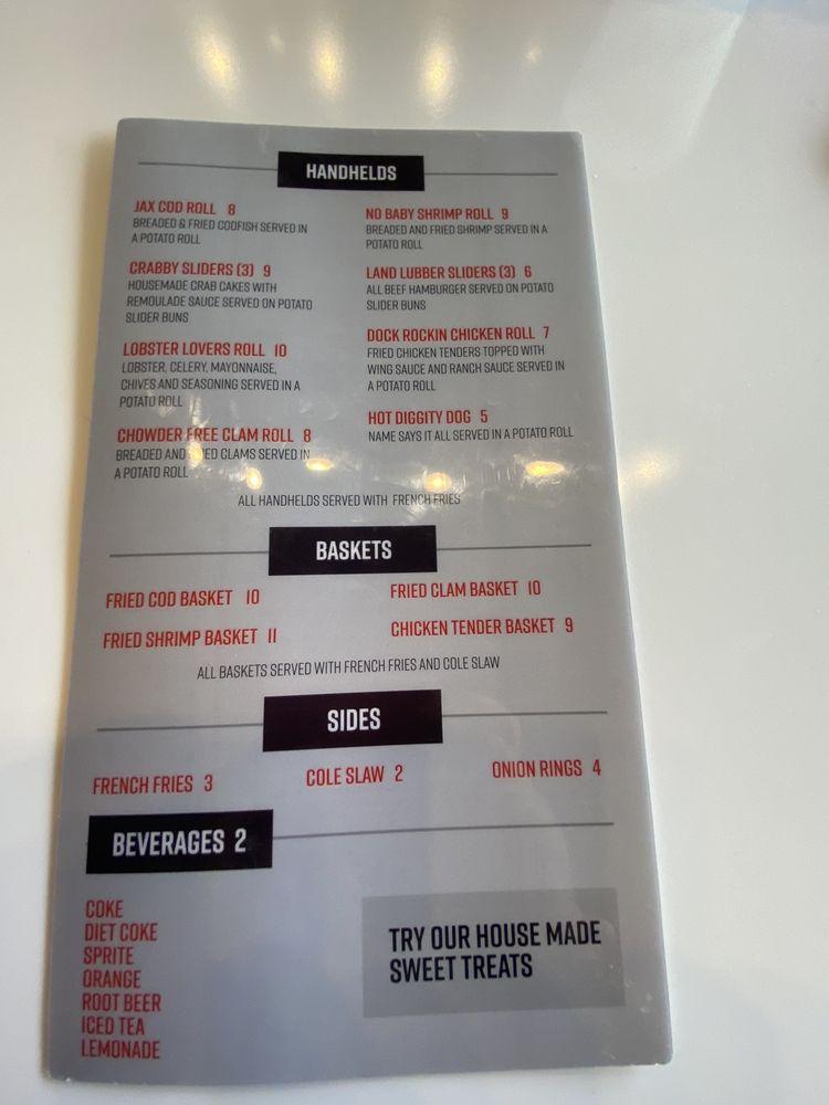 Menu at Jax Fish Fry desserts, Jacksonville