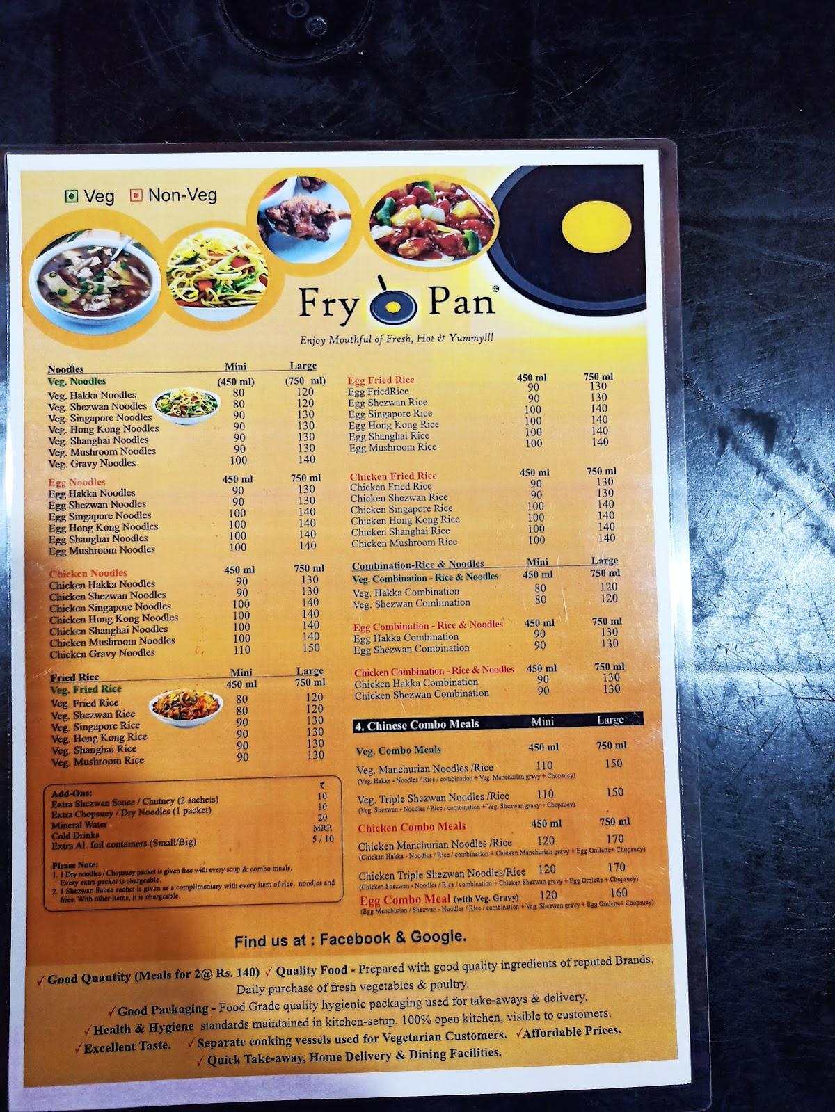 Menu at Fry Pan (Porwal road, Dhanori branch), Pune, 3