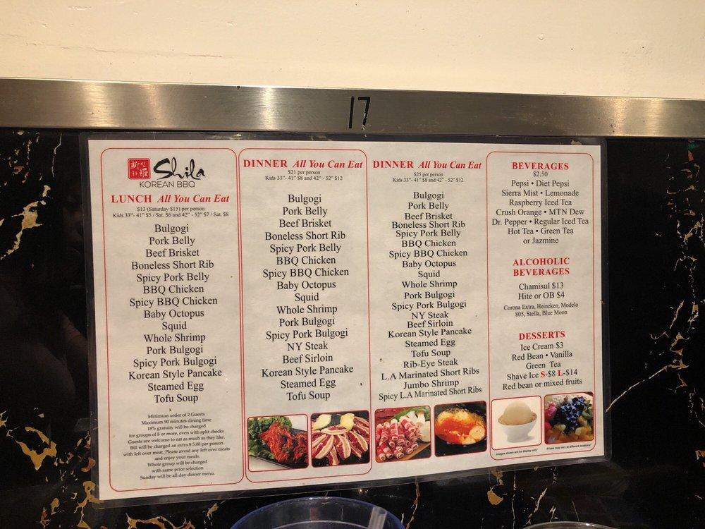 Menu at Shila Korean BBQ, Fresno, W Shaw Ave