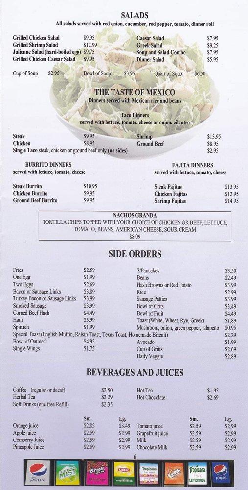 Menu at Angie’s BREAKFAST & GRILL restaurant, Merrillville