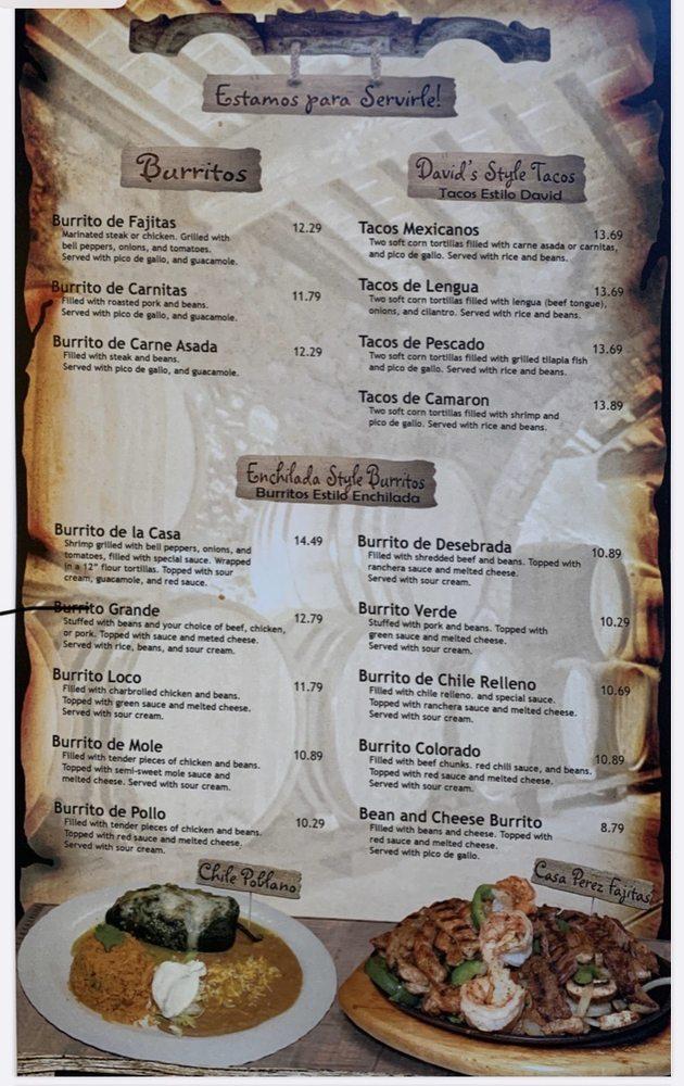 Menu at Casa Perez Mexican Restaurant, Prescott Valley, AZ69