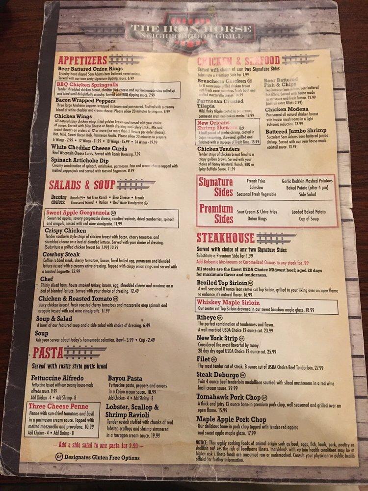 Menu at Iron Horse Neighborhood Grill restaurant, Osceola