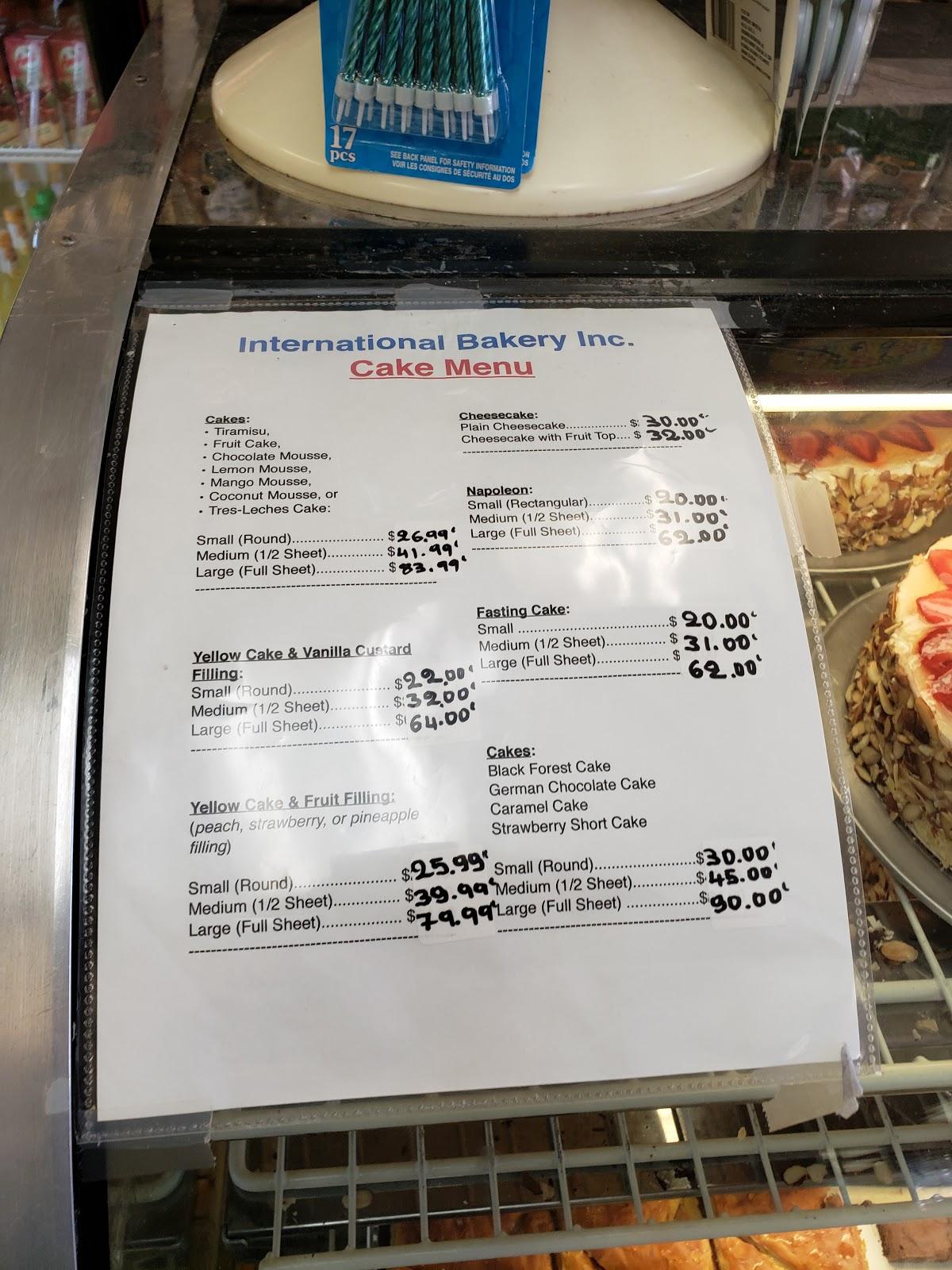 Menu at International Bakery, Atlanta, Cheshire Bridge Rd NE UNIT 5