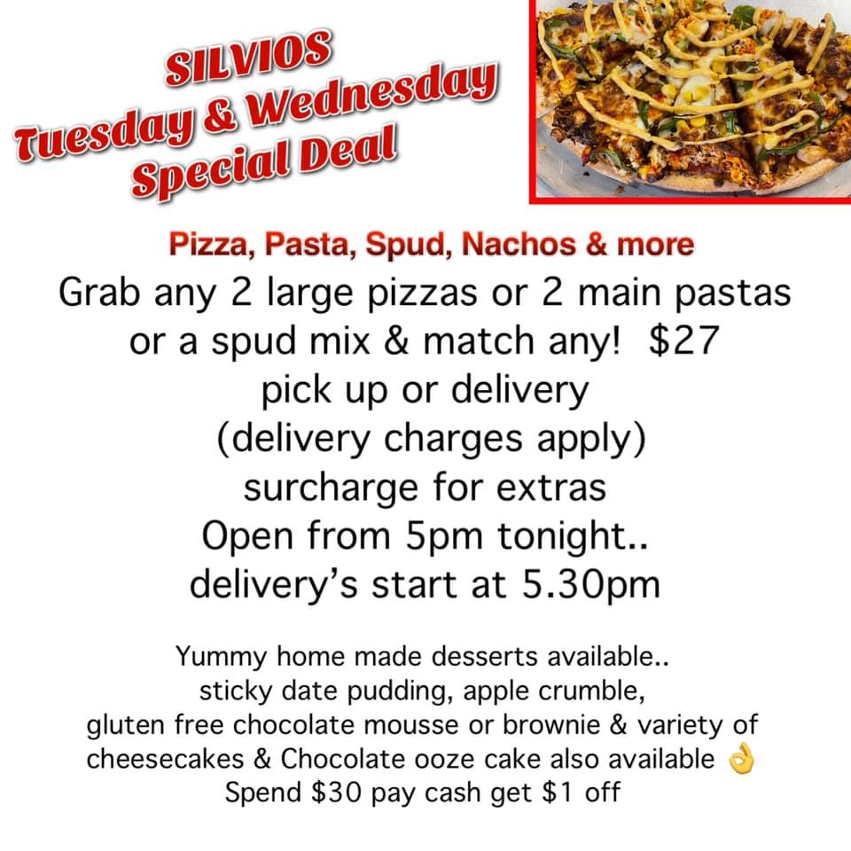 Menu at Silvio's on Dorothy Street Pizza and Pasta pizzeria, Leopold