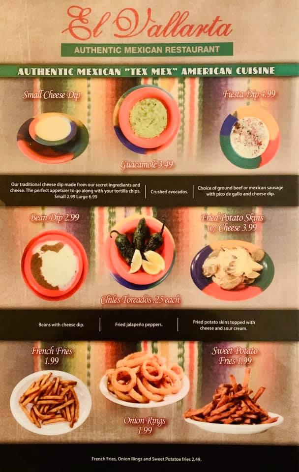 Menu at El Vallarta restaurant, Newbern