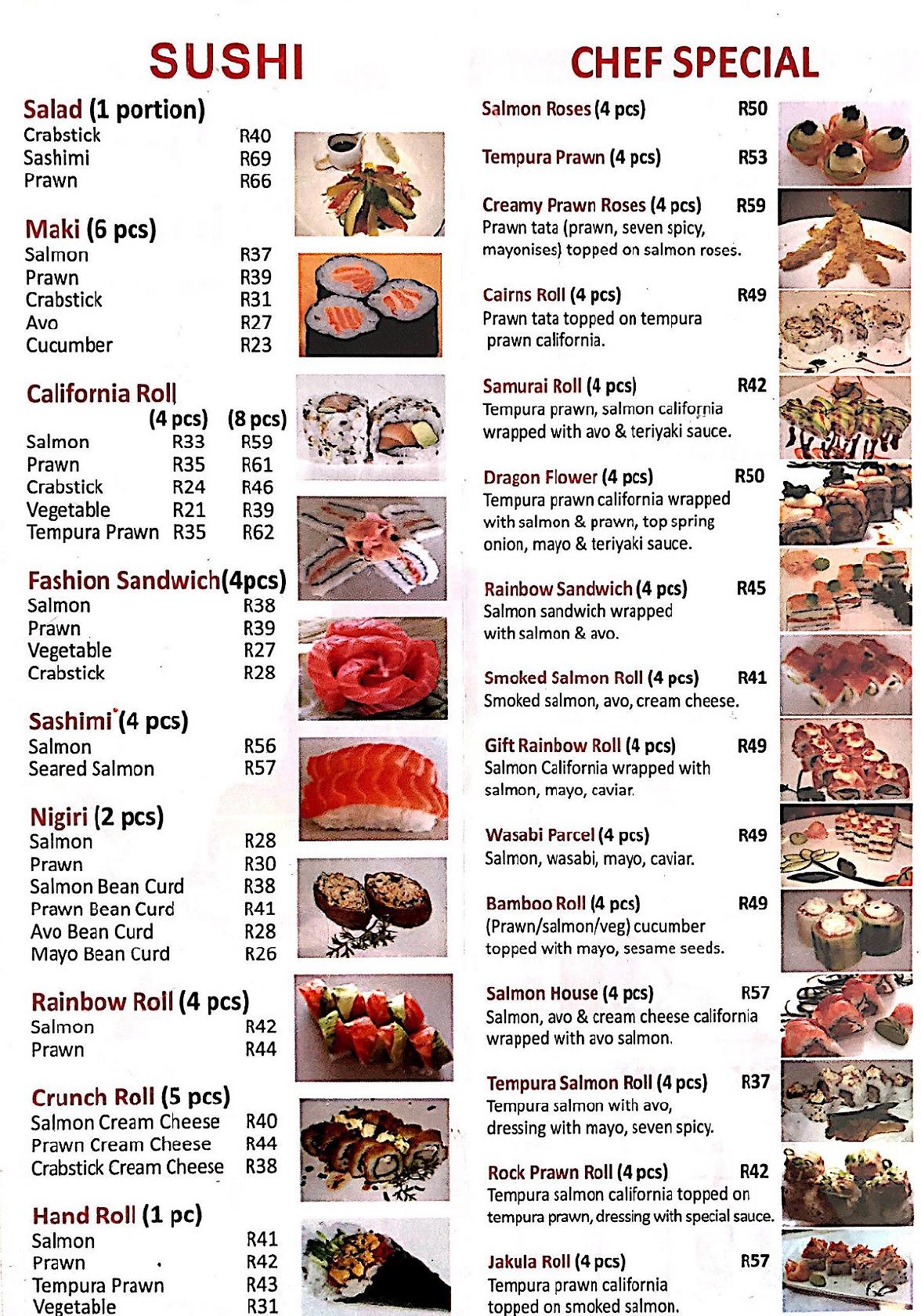 Menu at Salmon House Majik Forest restaurant, Cape Town, Koelenhof St