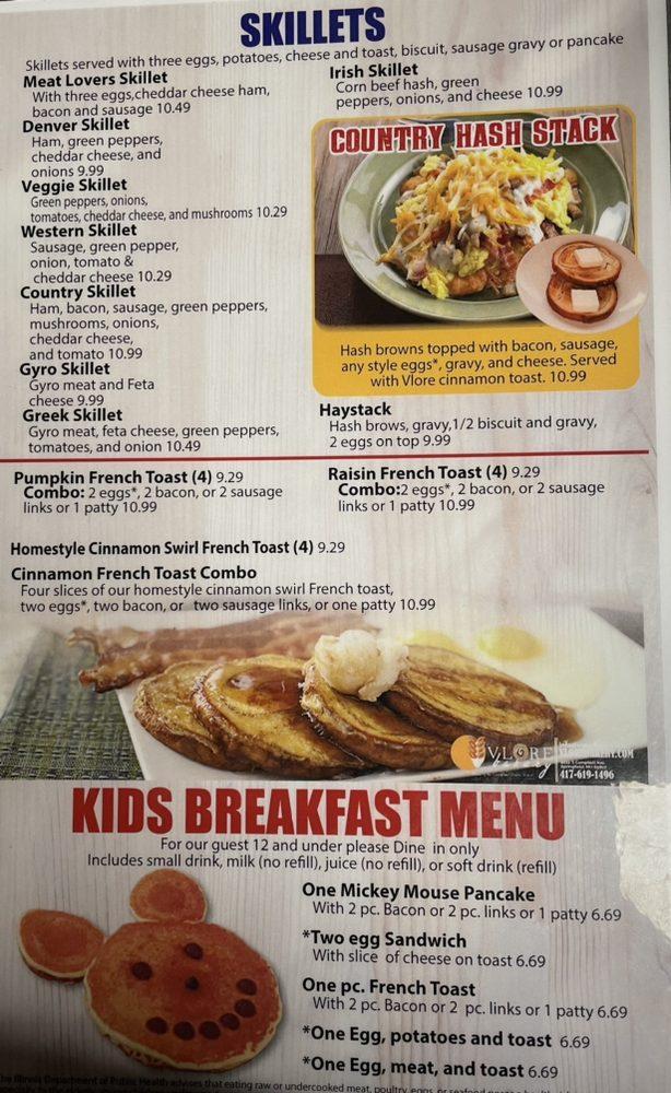 Menu at Vienna Diner restaurant, Vienna