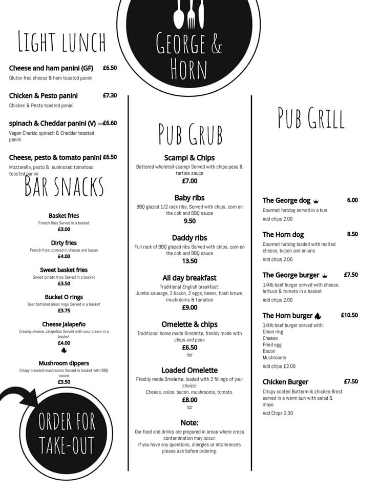 Menu at & Horn Kingsclere restaurant, Kingsclere