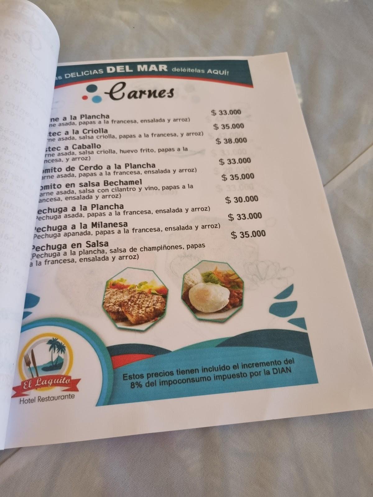 Carta de Hotel Y Restaurante el Laguito Coveñas Vía de la playa