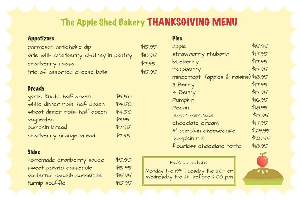 Menu at The Apple Shed Kitchen & Bakery, Readfield