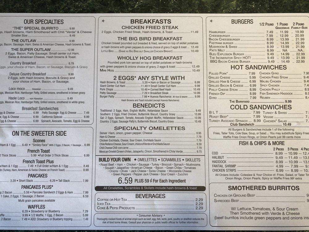 Menu at Virg's restaurant, Taylorsville, S Redwood Rd