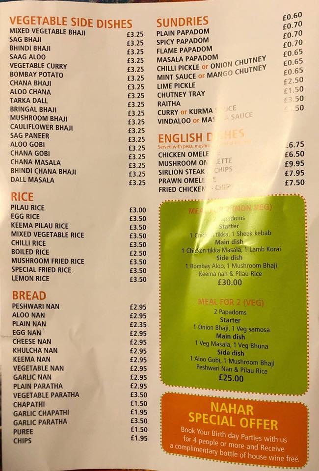 Menu at MOES SPICE LTD restaurant, Newcastle Emlyn