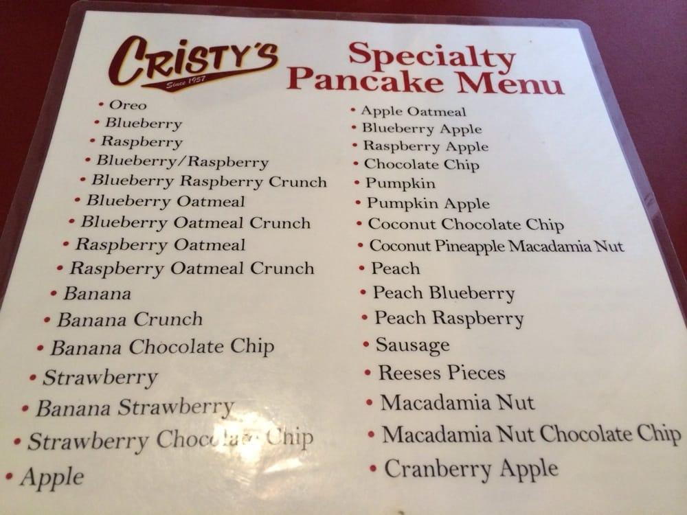 Menu at Cristy's Restaurant, Westbrook