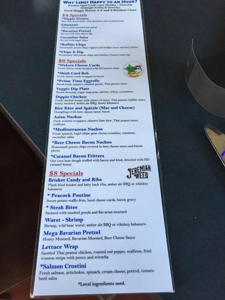 Menu at Peacock Alley pub & bar, Bismarck