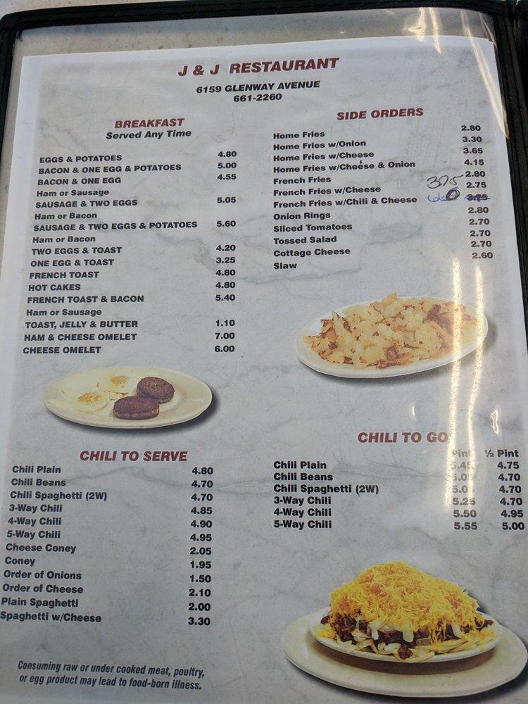 Menu at J & J Restaurant, Cincinnati