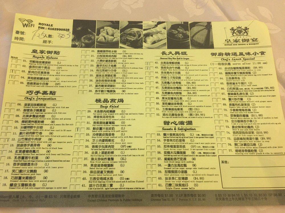 Menu at Zunyan Fine Dining & Banquet 樽宴大酒楼 restaurant, Toronto