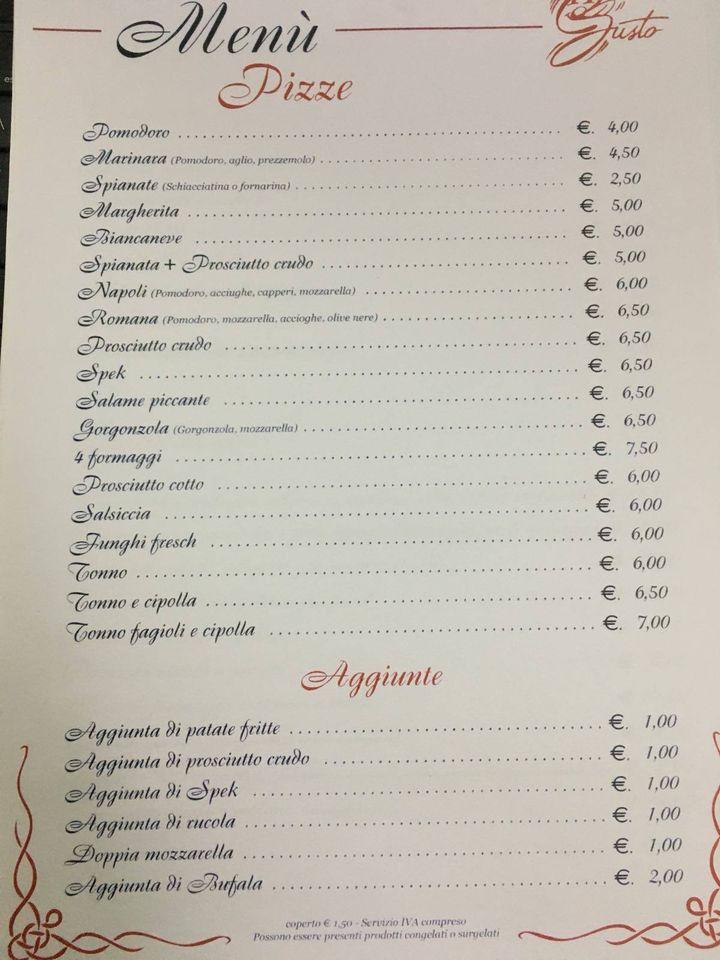 Menu di Da Gusto Ristorante Pizzeria 