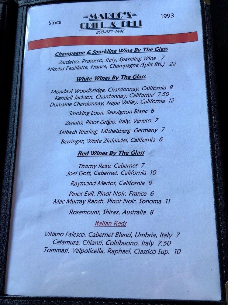 Menu at Marco's Grill & Deli restaurant, Kahului, 444 Hana Hwy