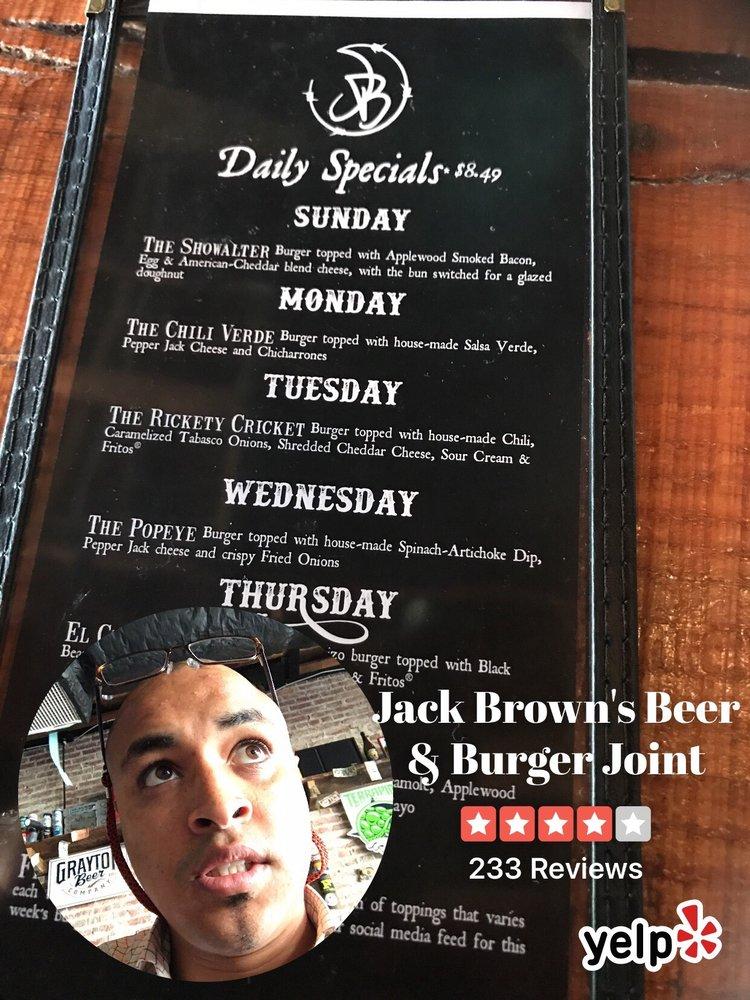 Menu at Jack Brown's Beer & Burger Joint Birmingham pub & bar, Birmingham