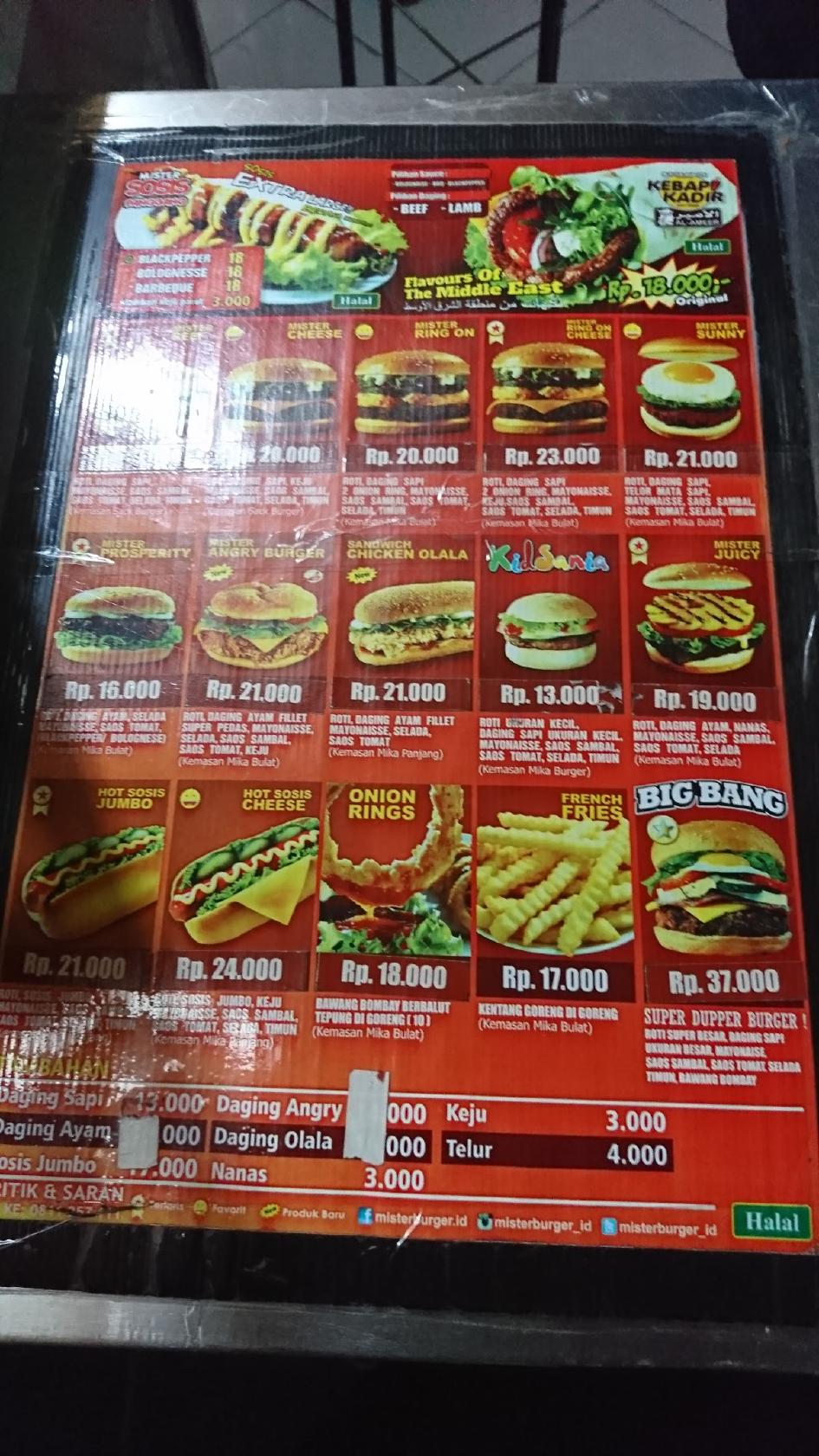 Menu At Mister Burger Cafe Yogyakarta Jl Gedongkuning No148