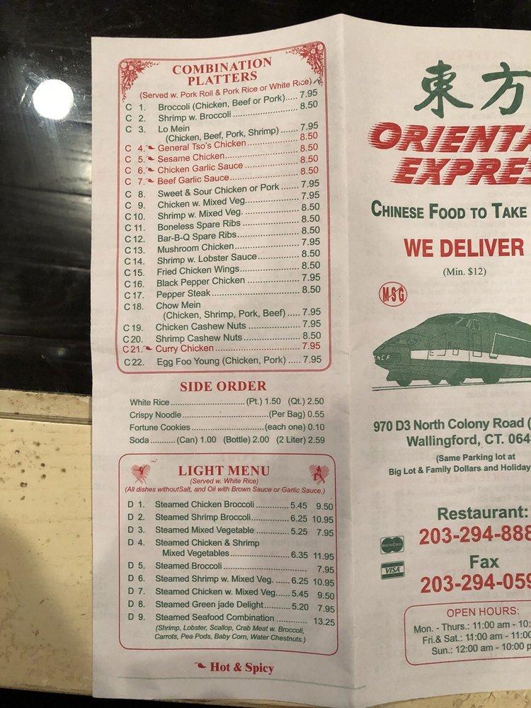Menu at Oriental Express restaurant, Wallingford