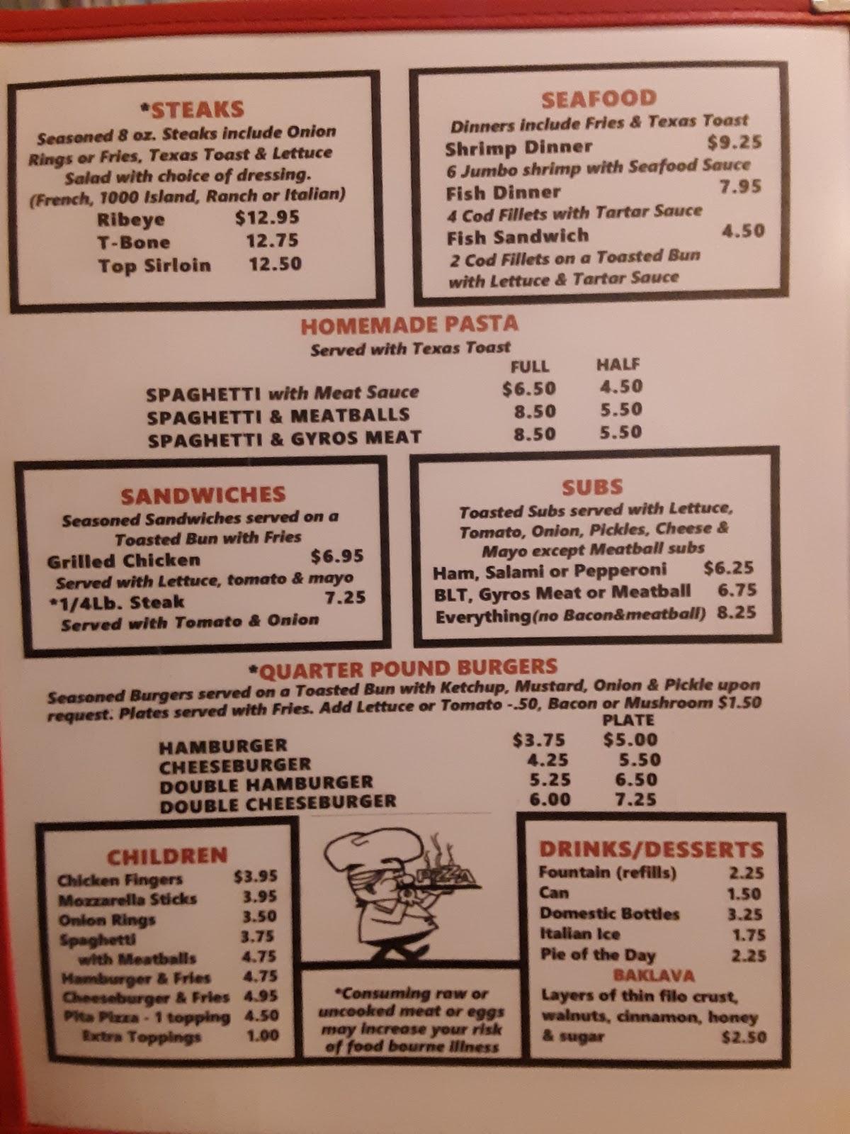 Menu at Phil's Pizza Palace pizzeria, Watertown