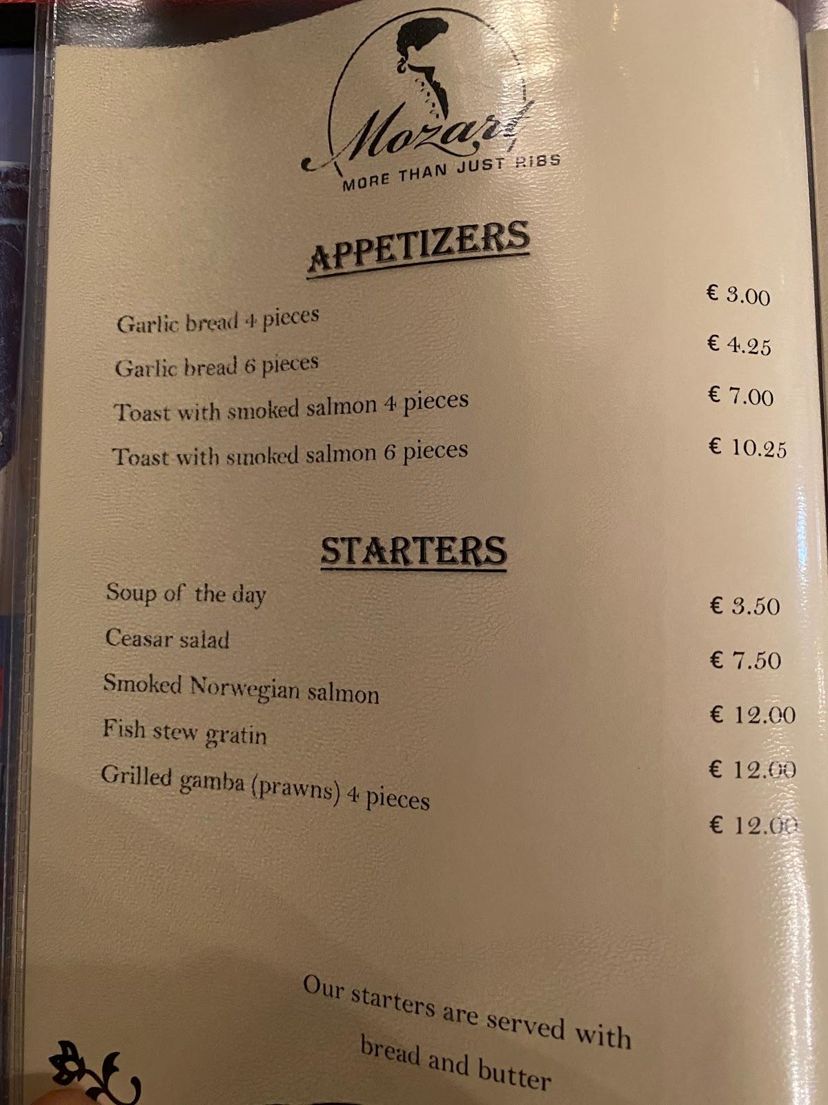 Speisekarte von Mozart, More Than Just Ribs, Brugge
