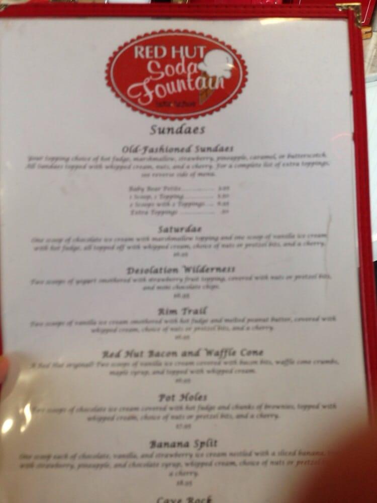 Menu at The Red Hut Waffle Shop cafe, South Lake Tahoe, Lake Tahoe Blvd