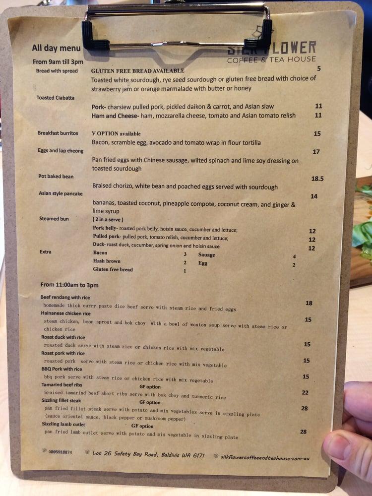Menu at Silk Flower Coffee & Tea House restaurant, Baldivis, 8A/26 Safety Bay Rd