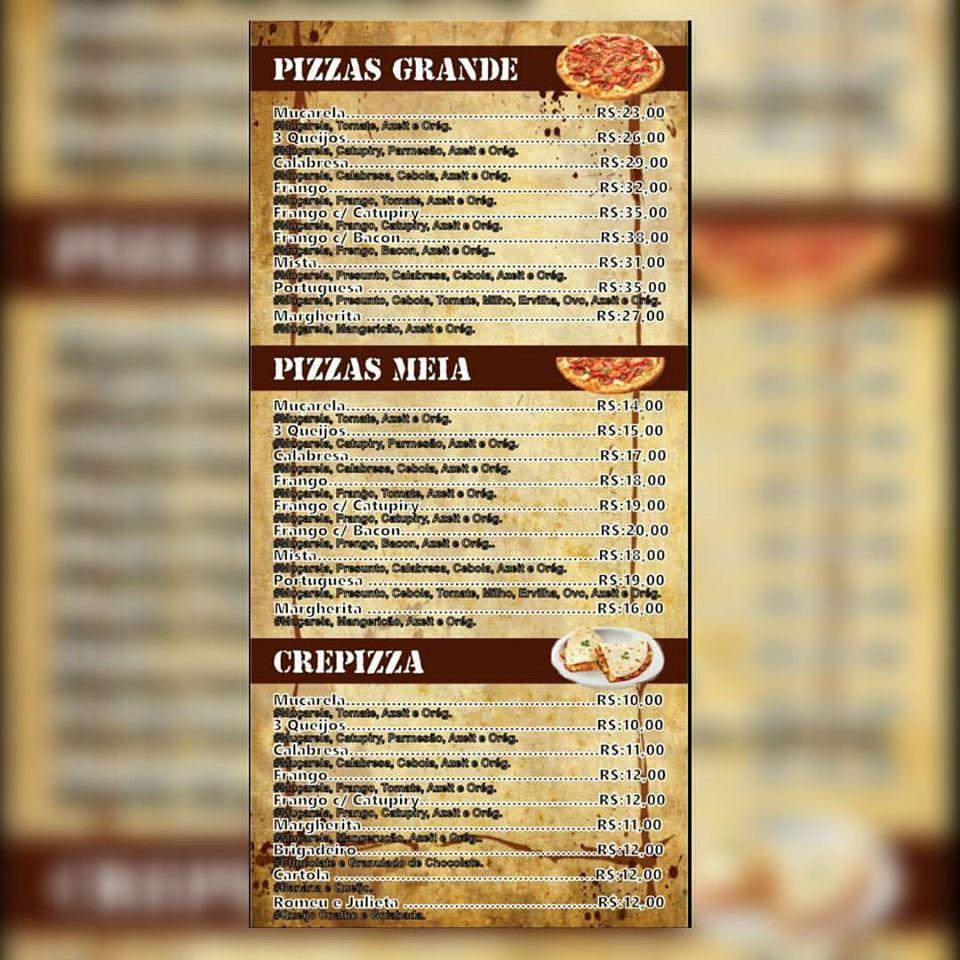 Menu at La Pastina Pizza Truck pizzeria, Brazil
