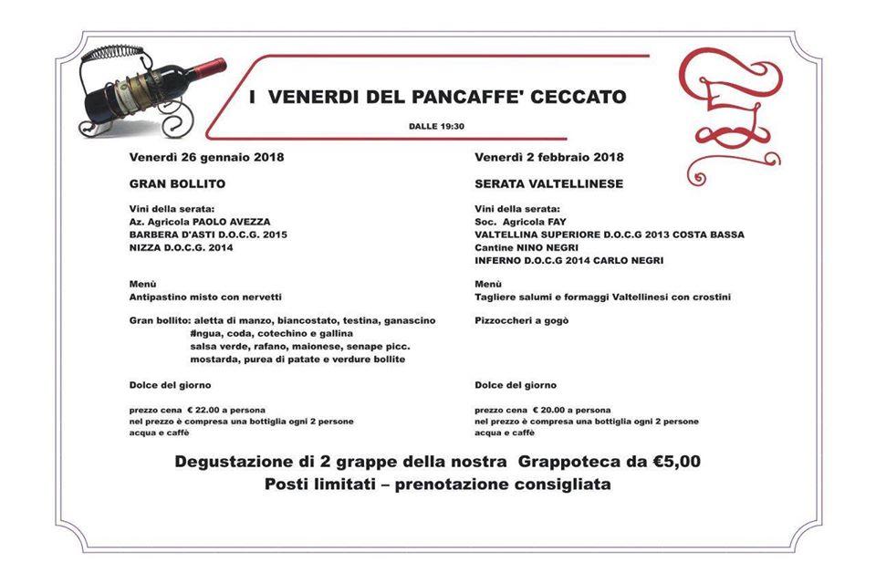 Menu di Pancaffè Ceccato 