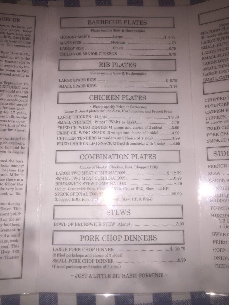 Menu at Joe's Old Fashioned Barbecue, Whiteville, 500 Green Hill Dr